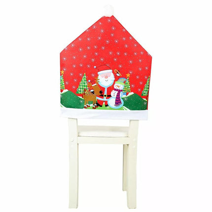 10x Christmas Chair Covers Dinner Table Santa Hat Snowman Home Décor Ornaments Santa