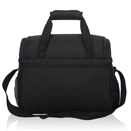19L Dual Compartments Insulated Thermal Lunch Bags BPA Free Black