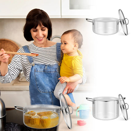 Glass Cooking Pot 3.5L Heat Resistant Simmer Pot Clear Glass Pots (L)