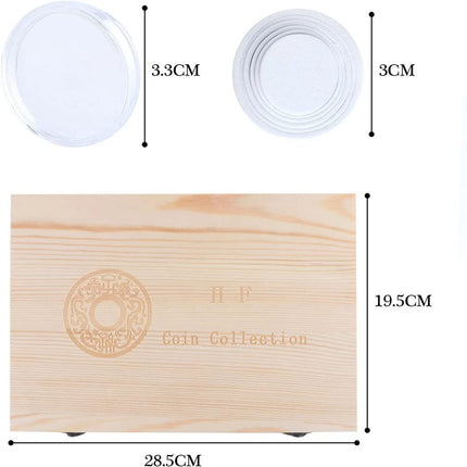 100PCS Coin Capsules Storage Box with Wooden Case Holder Collection Display Tool