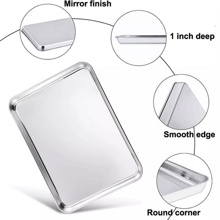2Pack Stainless Steel Baking Tray Set Non-Stick Sheet Oven Bakeware Plate BBQ 40*30*2.5cm