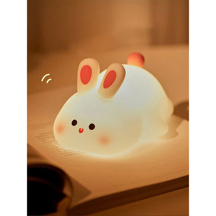 Big face rabbit patting small night light colorful toy ornaments