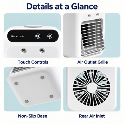 Portable USB Mini Air Cooler Fan with Mist 500ml Water Tank 2 Speed Desktop Cooling Fan