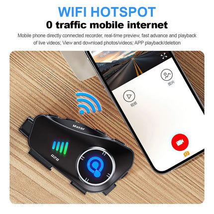1080P HD Bluetooth Motorcycle Camera Recorder Motorbike Helmet Headset Intercom