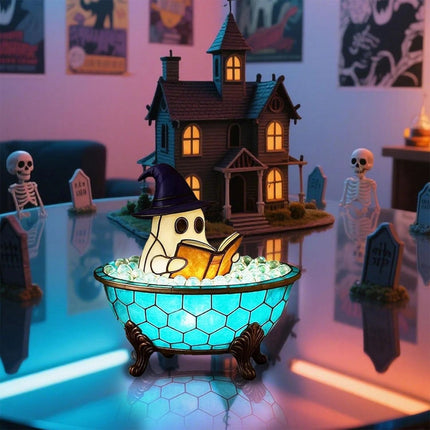 Cute Ghost Bubble Bath Lamp Light Up Ghost Halloween Table Decorations Shelf