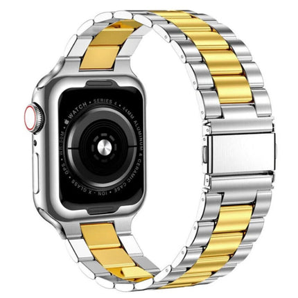 Apple Watch Band iWatch Stainless Steel Series 9 8 7 Ultra SE Titanium 38mm/40mm/41mm Silver + Gold