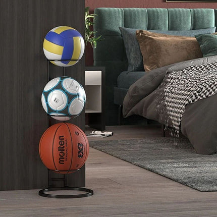 3 Tier Basketball Stand Ball Organizer Storage Rack Basketball Equipment Holder
