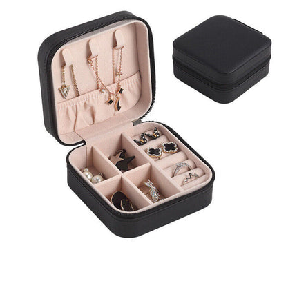 Portable Travel Jewellery Box Organizer Leather Ornaments Jewelry Case Storage