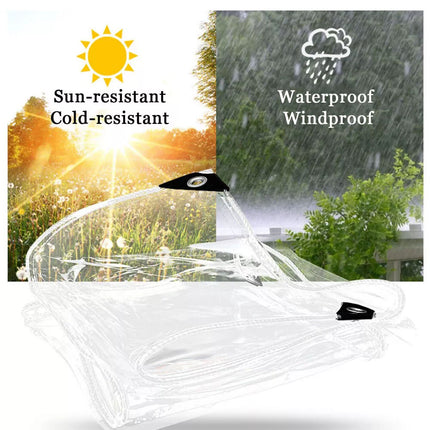 Patio PVC Clear Tarpaulin Transparent Cover Garden Ground Sheet Tarp Heavy Duty (1.8x2.5m / 6x8.2ft)