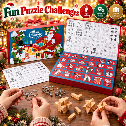 Brain Teaser Advent Calendar 2026 Christmas 3D Puzzle Toy 24 Days Countdown Wooden Metal Gift Kids
