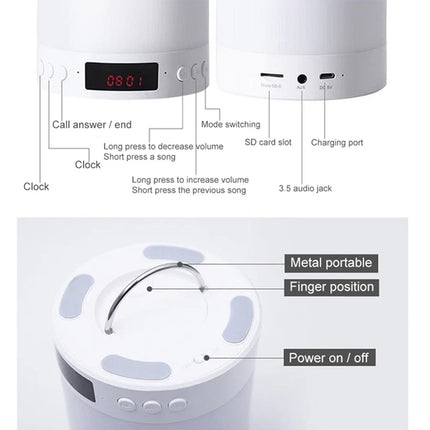 Touch Bedside LED Night Light Table Lamp Alarm Clock Bluetooth Music Speaker USB