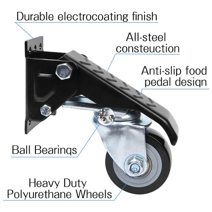 4x Workbench Caster Kit Heavy Duty Retractable Casters Trolley Furniture Wheel