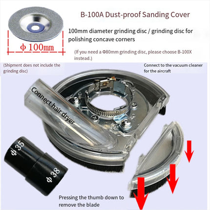 Dust Extractor Clear Shroud, Grinding Dust Cover For Angle Hand Grinder 4/5"