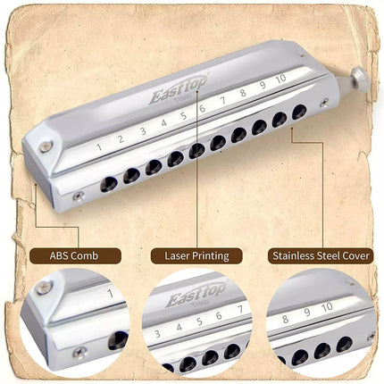 10hole 40Tones Chromatic Harmonica Key of C Professional Birthday Gift