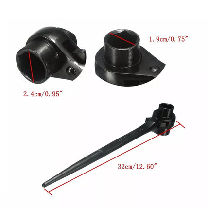 19/24mm Ratchet Podger Spanner Wrench Erecting Scaffold Tool Double Sided Socket