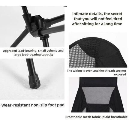 Folding Camping Chair with Cooler Bag Compact Fishing Outdoor Stool Backrest