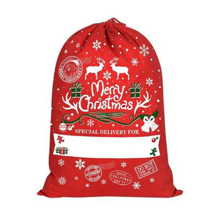 2Pcs 50x70cm Canvas Hessian Christmas Santa Sack Xmas Stocking Reindeer Kids Gift Bag Red