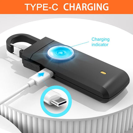 Personal Security Alarm Loud Keychain 130dB USB Emergency Security Protect Alert Black