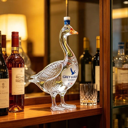 3D Sculpted Grey Goose Glass Whiskey Bottle for Home Bar Tabletop