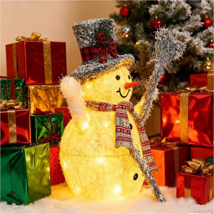 65cm Solar Powered Christmas Decoration Lights Snowman Metal Frame LED Light