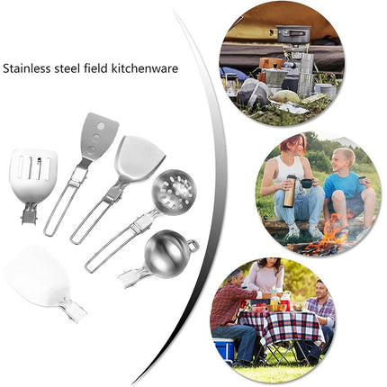 Camping Kitchen Utensil Set 6 PCS Compact Folding Cooking Spoon Spatula Colander
