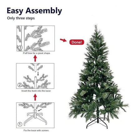 Christmas Tree 1.8M Xmas Trees Green Fluffy Tips Metal Stand Easy Assemble