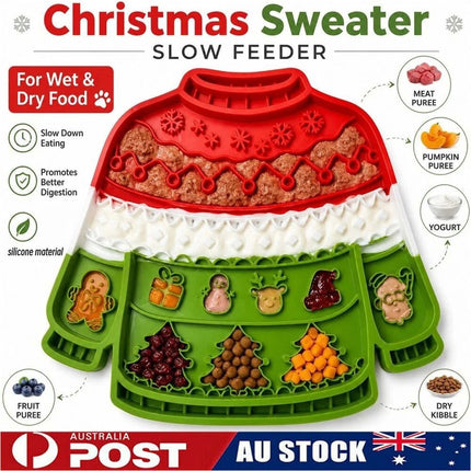 Christmas Silicone Dog Pet Lick Mat Pad Boredom Buster Slow Feeder Suction Cups