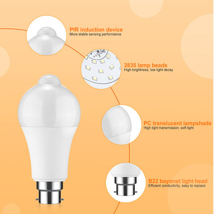 4X LED PIR Motion Sensor Light Bulbs B22 12W Smart Detector Globe Lamp
