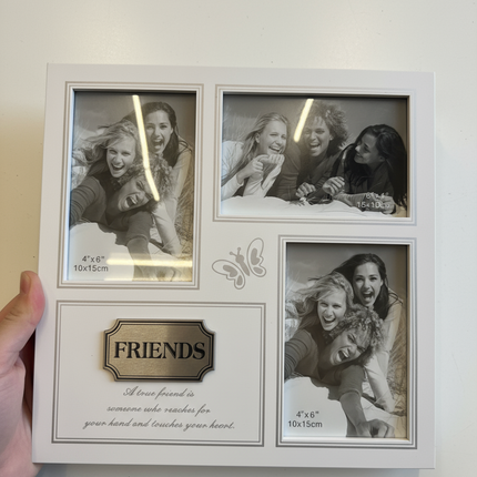 "Friends" Triple Photo Frame – 4"x6" Collage with Inspirational Quote