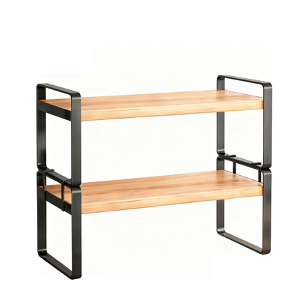 2 Layer Desktop Storage Rack Shelf Desk Bookshelf File Organizer Black