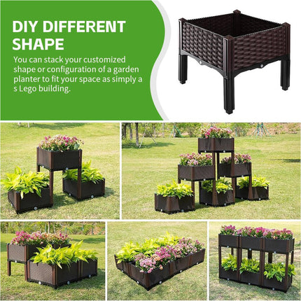 1Pcs Raised Garden Bed Planter Box Outdoor Herb Flower Vegetable Plastic Grow Pot