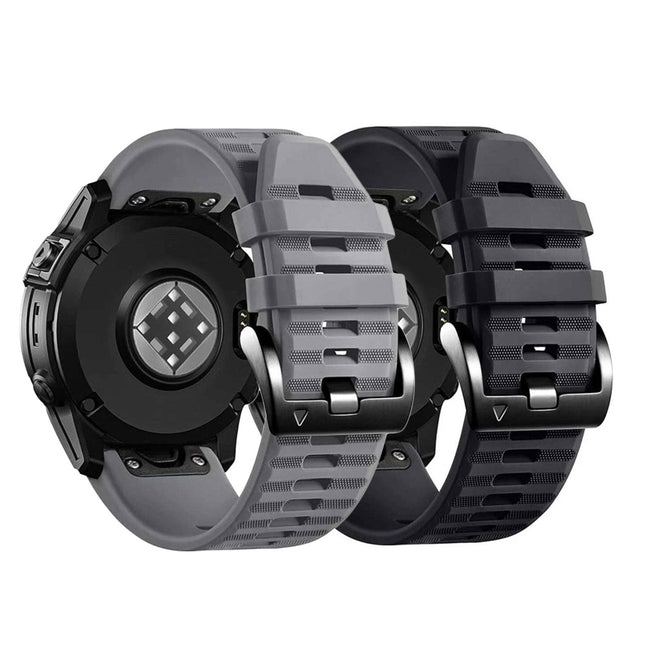 2Pack Replacement Sport Band Strap For Garmin Fenix 5 6 6x/7 7 Plus 7x Plus Black & Grey