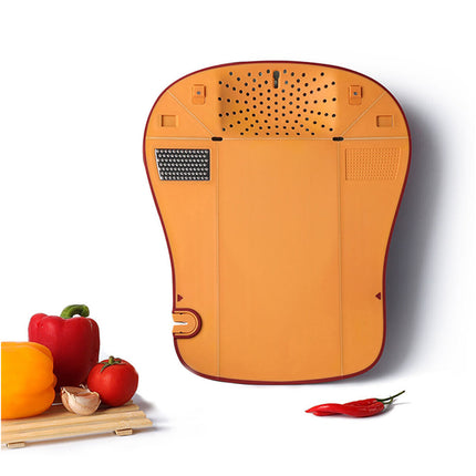 Orange Multi-purpose 6-in-1 Food Prep Board Portable Kitchen Cooking Tool