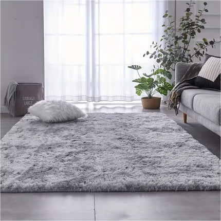 Light Grey 200cm x 230cm Soft Plush Floor Carpet Rug Mat Living Room Bedroom