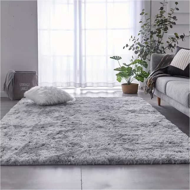 Light Grey 200cm x 230cm Soft Plush Floor Carpet Rug Mat Living Room Bedroom