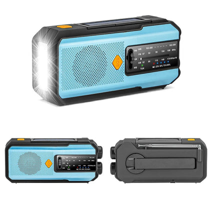Hand Crank Dynamo Wind Up Solar Portable AM FM Radio USB Charger Light Torch