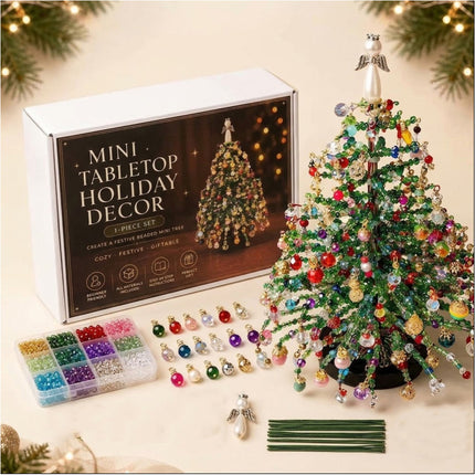 DIY Beaded Christmas Tree Kit Handmade Holiday Decor Colorful Beads Light-Up Xmas Tree Gift