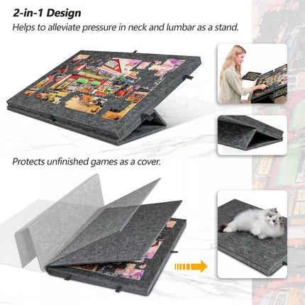 1000 PCS Felt Tilting Puzzle Board With 2-in-1 Designed Stand 6 Drawers Storage