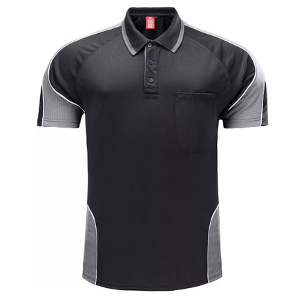 Mens Polo Shirts Short Sleeve chest pocket Office Team Golf Black Charcoal