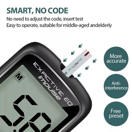Blood Glucose Monitor Diabetes Testing Kit Blood Sugar Tester With 50 Test Strip