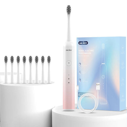 Sonic Electric Toothbrush Rechargeable 6 Modes 8 Brush Heads 2 Min Timer
