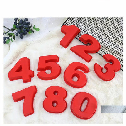 10pcs 25cm Silicone Number Cake Mould Birthday Anniversary 0 1 2 3 4 5 6 7 8 9