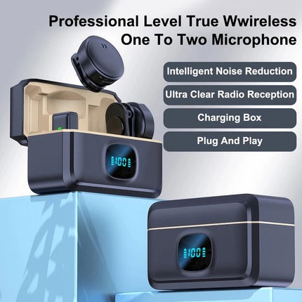 2 Pack Wireless Lavalier Microphone For Phone iPhone ipad Android Vlog Tiktok Q8