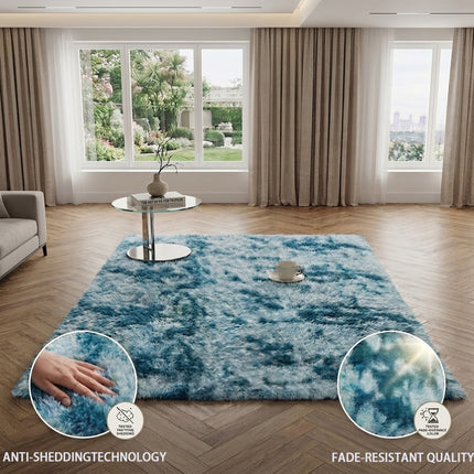 Soft Plush Blue Floor Area Rug 100cm x 160cm - Living Room Bedroom Carpet Mat