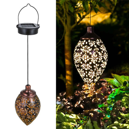 2 Solar Powered LED Morrocan Lantern Light Hanging Lamp Garden Outdoor Landscape