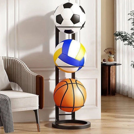 3 Tier Basketball Stand Ball Organizer Storage Rack Basketball Equipment Holder