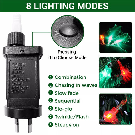40 Holly & Berry 120 Led Christmas String Lights With 8 Function And Memory