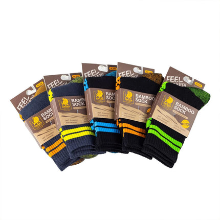 Bamboo Socks Work Sport Mid Calf Odor Resistant Cushion 5 pairs Mens Colour 8LSM