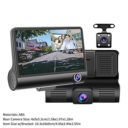 1080P Car DVR 4" 3 Lens Dash Cam Front and Rear Video Recorder Camera G-sensor