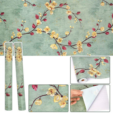 2x 10m Green Self Adhesive Floral Wallpaper Living Bed Room Home Wall Sticker